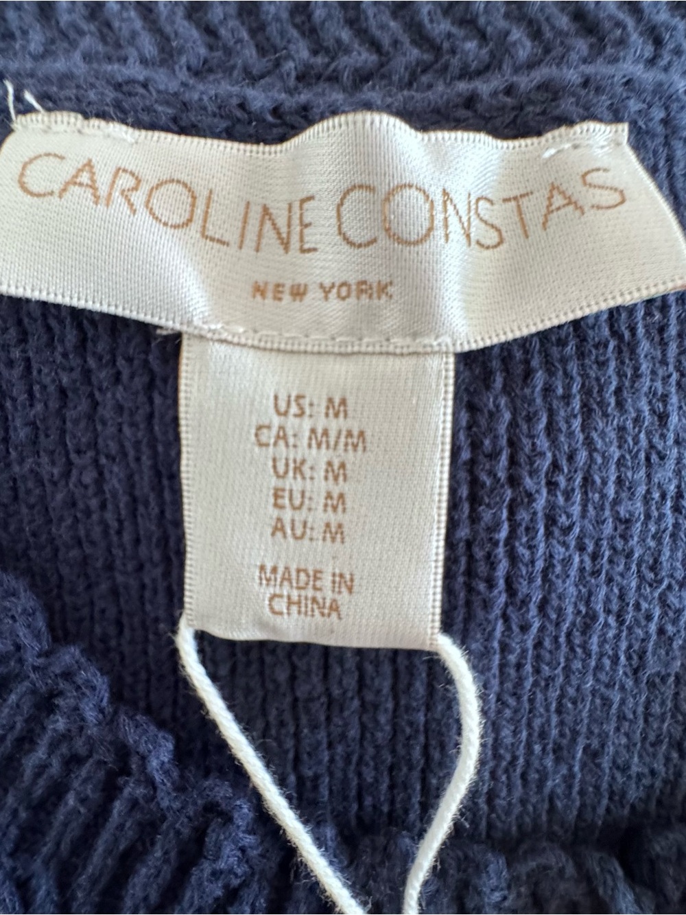 Caroline Constas Knit Mini Dress Womens M Navy Cotton Knit Gold Button NWT - Picture 6 of 8